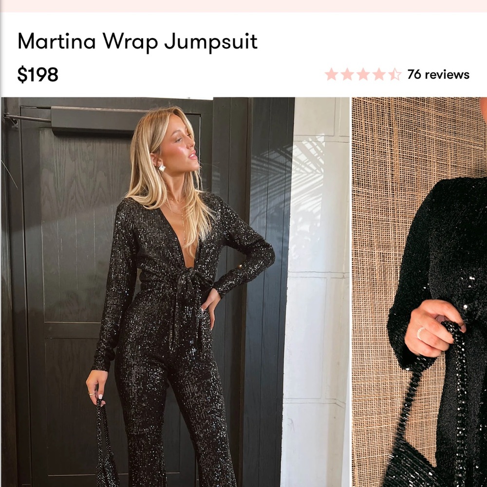 MARTINA Black Sequin Wrap Jumpsuit